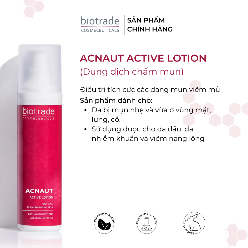 [CHÍNH HÃNG] Lotion Chấm Mụn Sưng, viêm Biotrade Acnaut Active Lotion 10ml, 60ml
