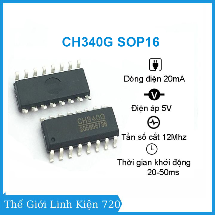IC CH340G chân dán SOP16 dùng trong mạch chuyển đổi tín hiệu