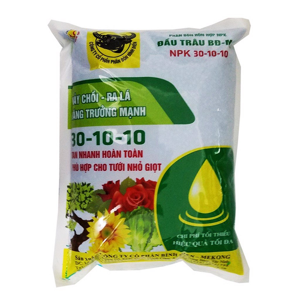 Phân bón đầu trâu npk 30-10-10 nảy chồi, ra lá tăng trưởng mạnh 1kg
