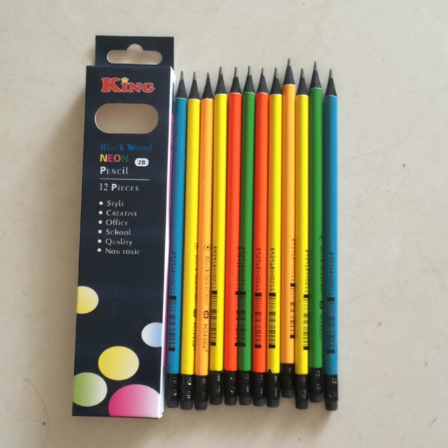 12 Bút Chì Gỗ Đen Thân Màu  2B