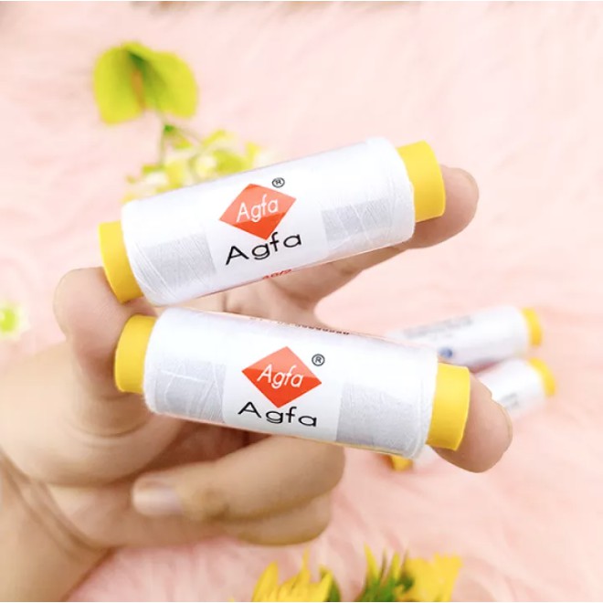 [HCM]2 cuộn chỉ may đồ màu trắng và đen Agfa