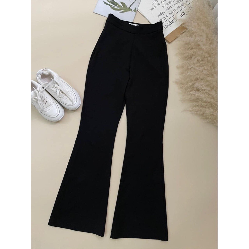 Quần ống loe chất liệu thun cotton co dãn ôm mông siêu hack dáng