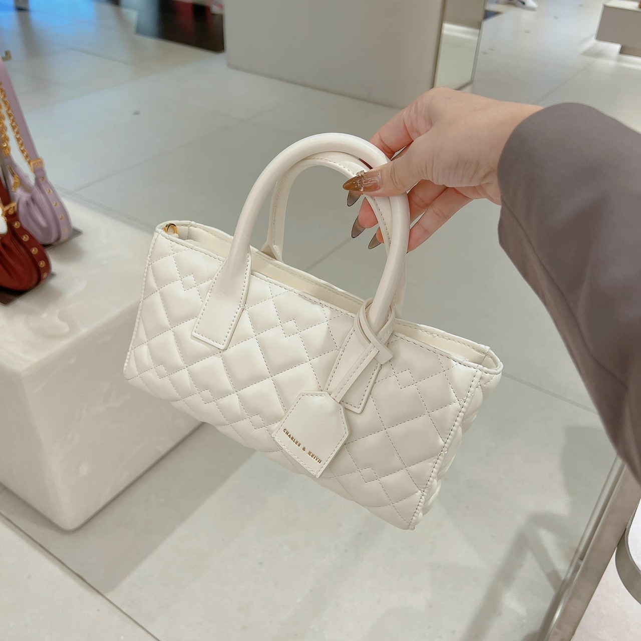 Túi xách cnk trần ô da mềm kèm dây đeo chéo quai cầm cao cấp cứng cáp túi xinh y hình ảnh thật size 26cm