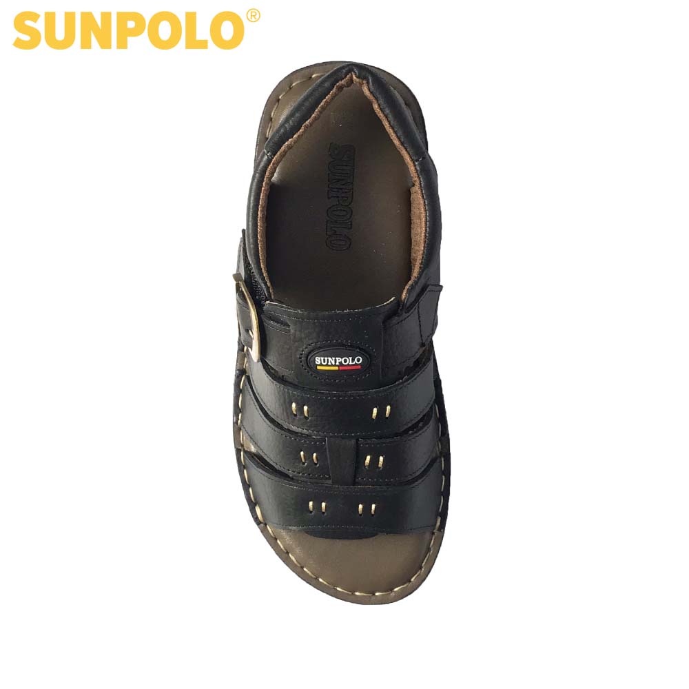 Men Leather SUNPOLO Sandals SDA006 (black)