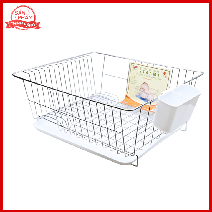 Kệ để chén bát đĩa inox kèm khay nhựa hứng nước Sta Ami Hàn Quốc ST-051 (47 x 40 x 20 cm)