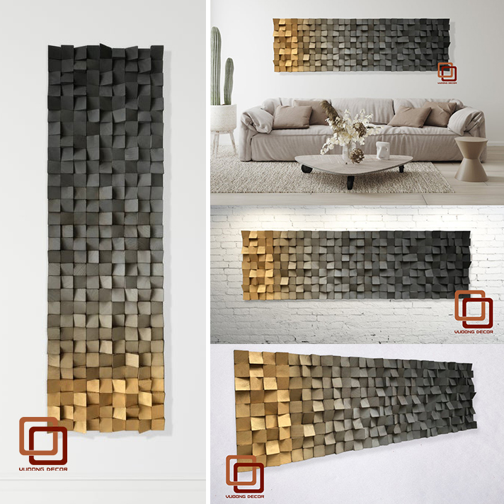 Tranh gỗ trang trí 3d gradient ấm áp - kích thước 30cmx1m