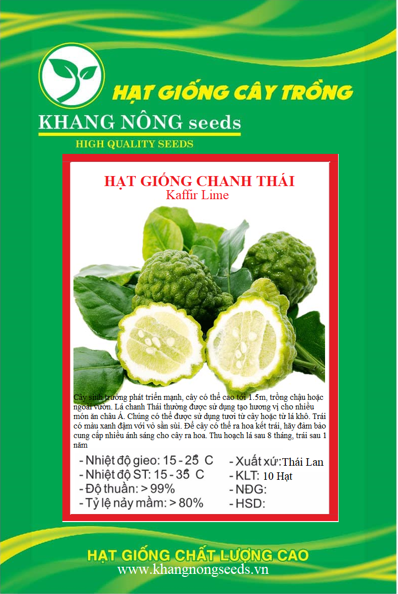 Hạt giống chanh Thái, chanh bưởi Thái, Kaffir lime - 1 gói 10 hạt