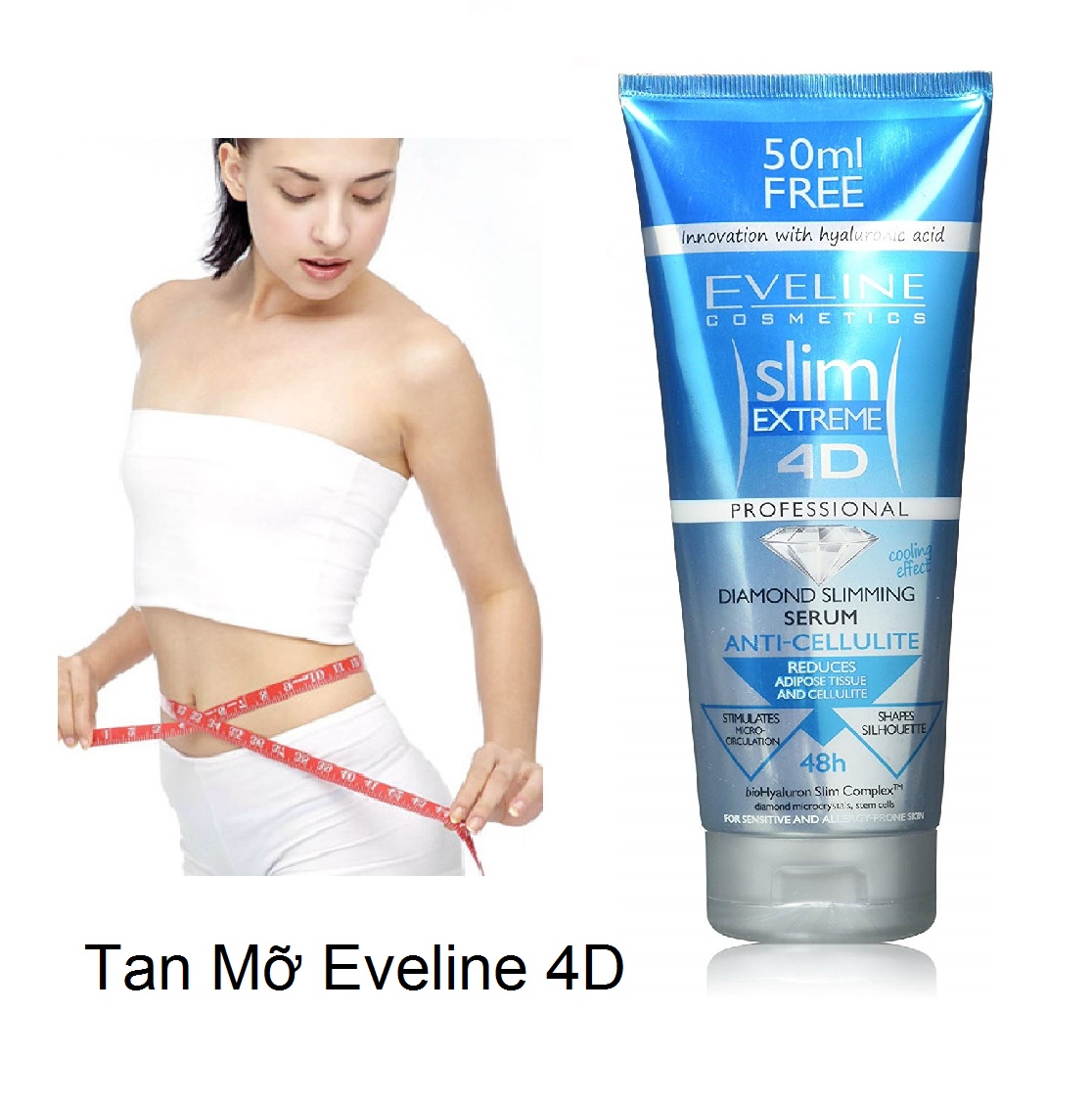 [HCM]Kem Tan Mỡ Kim Cương Eveline Slim Extreme 4D 250ml