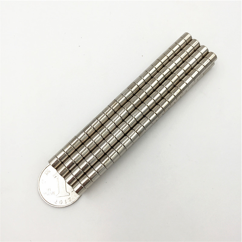 Nam châm đất hiếm 6x5mm mạ Niken lực từ N35