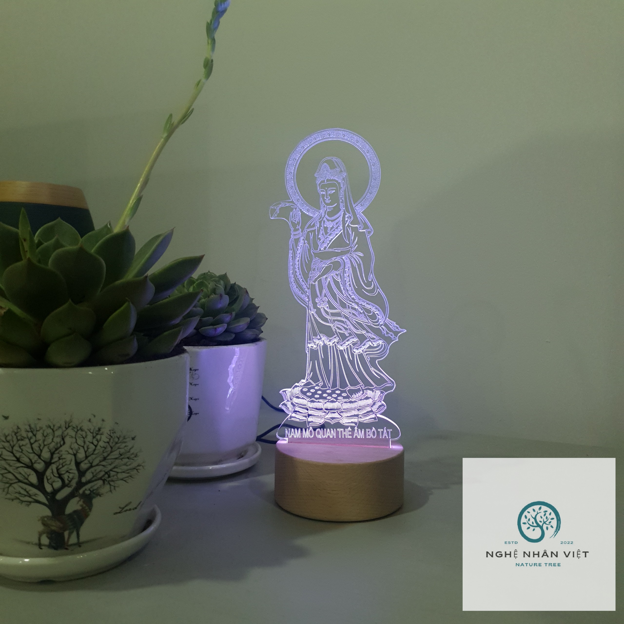 Đèn 3D Decor Quan Âm Bồ Tát Đứng