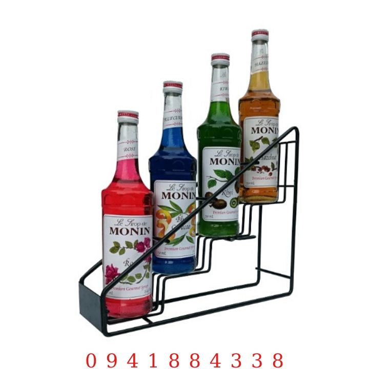 Kệ Sắt Đựng Siro 4 Ngăn, Giá Đựng Chai Siro