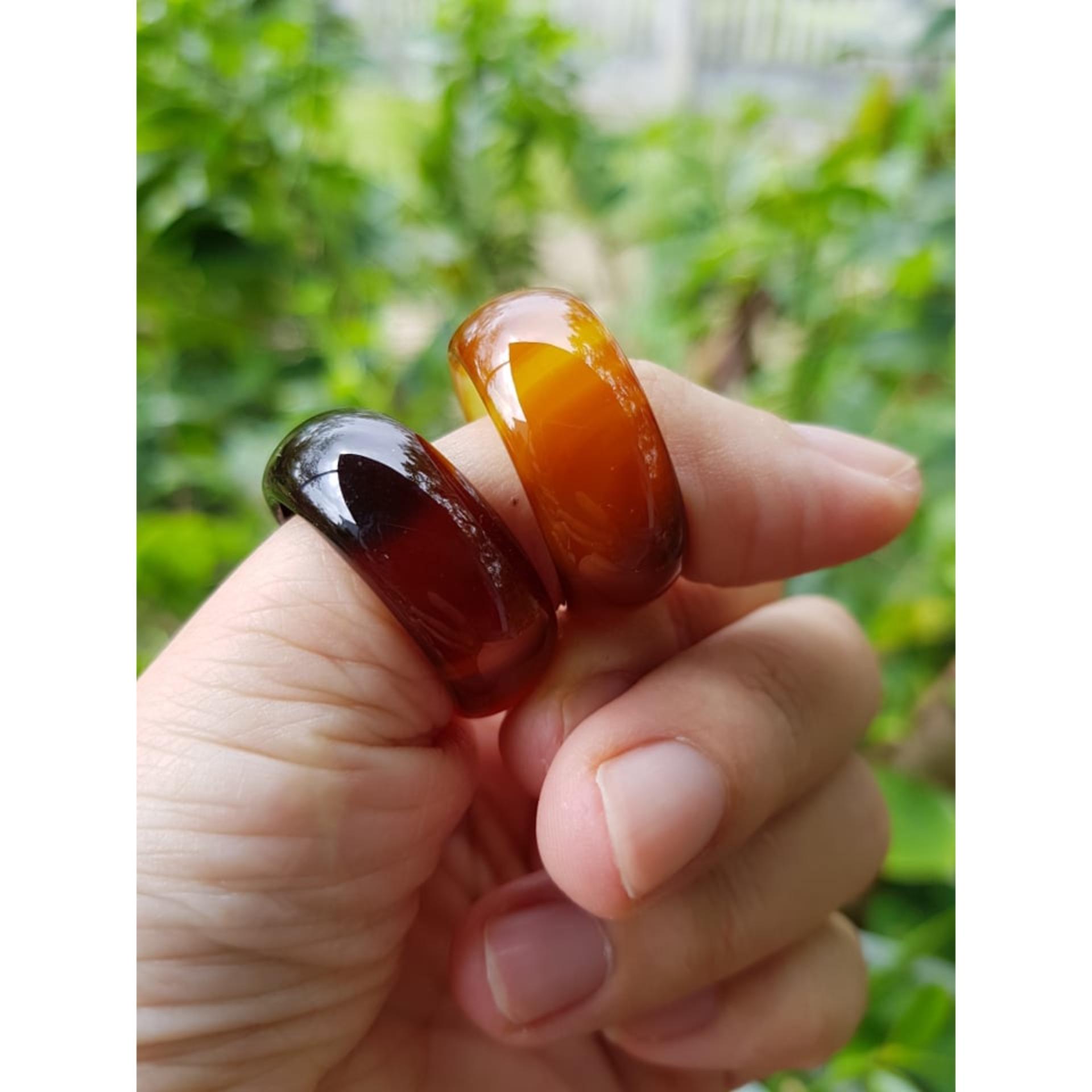 Nhẫn Nam Đá Mã Não Màu Nâu Hợp Mệnh Thổ, Kim