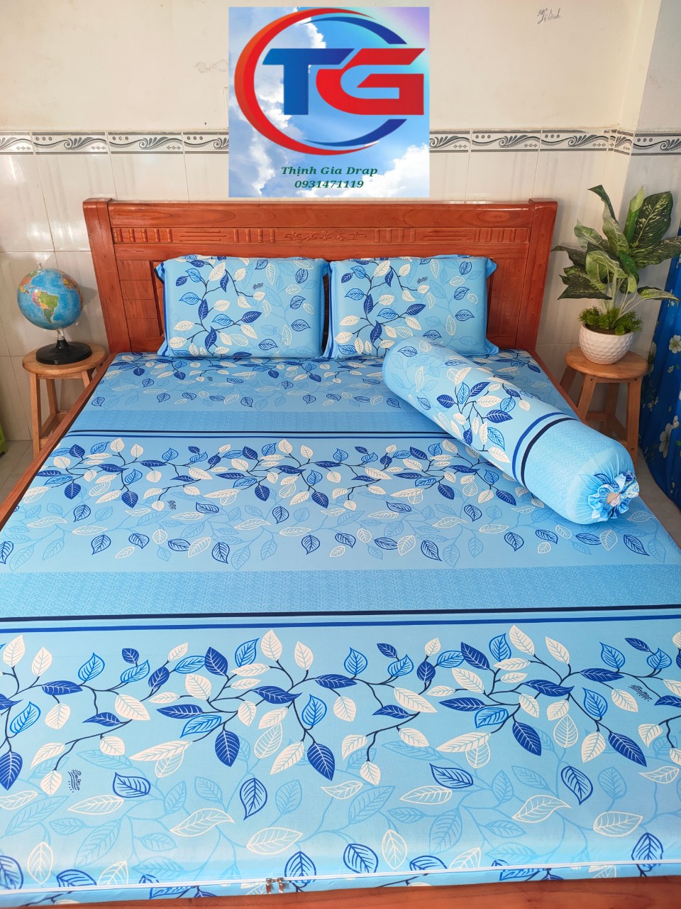 Bộ drap 4món Thun 3D Hàn Quốc ( 1drap + 2 gối nằm + 1 gối ôm)