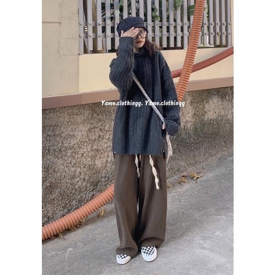 ☢✌✽  áo len cổ lọ xẻ tà