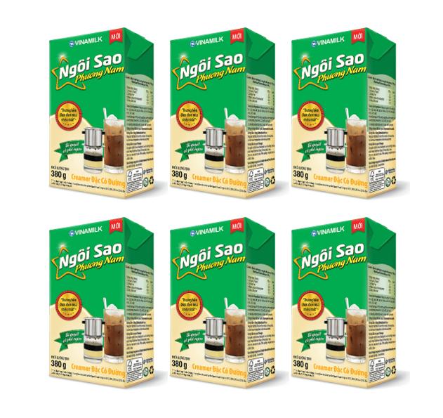 Combo 6 Hộp Sữa Đặc Ngôi Sao Phương Nam - Hộp giấy Xanh Lá 380gr Mỗi hộp