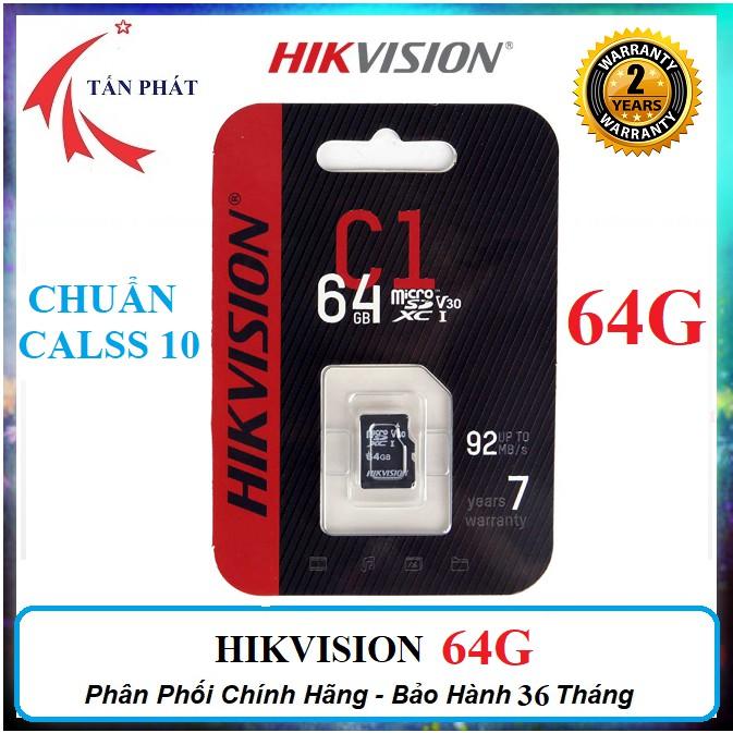 ۩  Thẻ Nhớ 64G 32G HIKVISION CLASS 10 Chất Lượng Cao Kèm Adapter - Chính Hãng - BẢO HÀNH 24 THÁNG