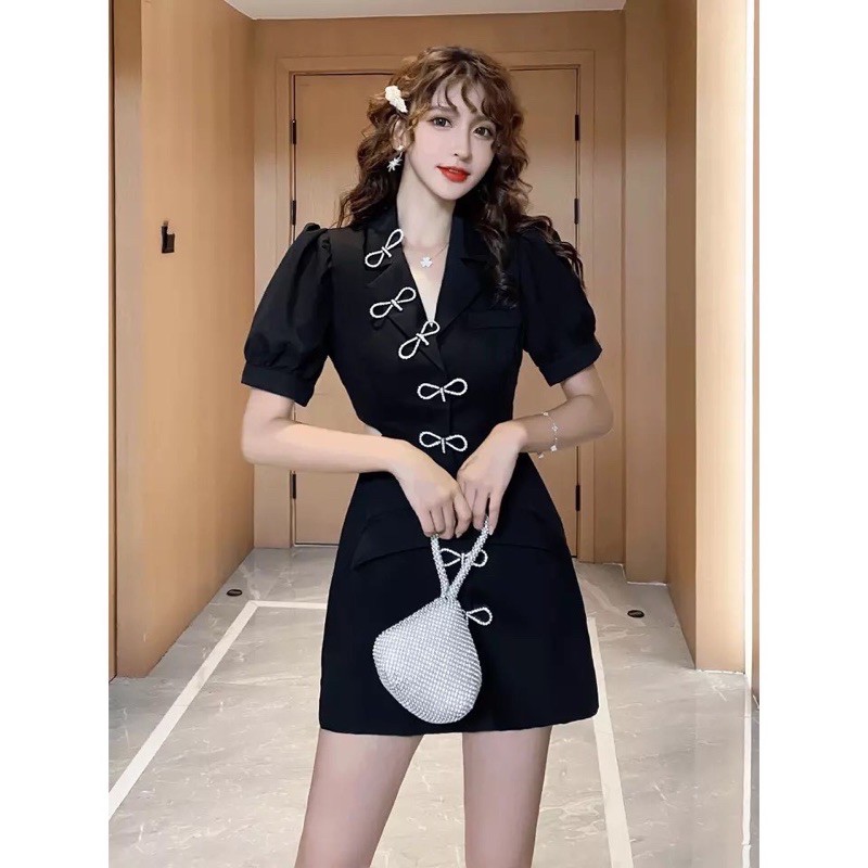 ĐẦM CỔ VEST KHOÉT EO ĐI DỰ TIỆC