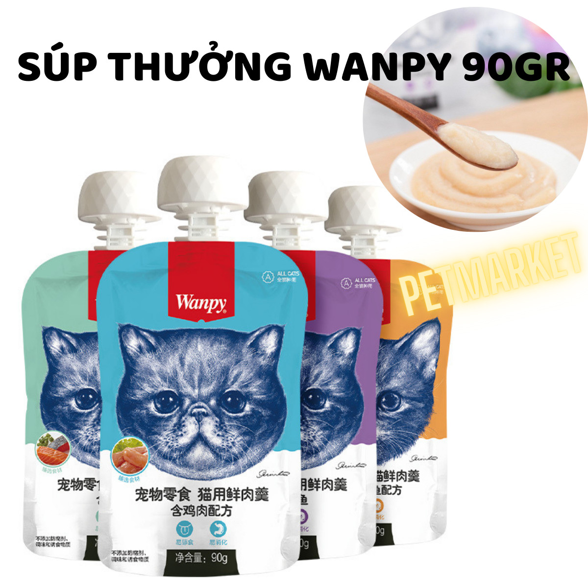 SÚP THƯỞNG WANPY NẮP VẶN CHO MÈO 90GRAM SÁNH MỊN THƠM NGON