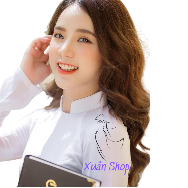 Áo dài trắng Sứ học sinh cổ vuông Hở 02 tà LỤA NHẬT / áo dài nữ sinh / áo dài học sinh cấp 3/ áo dài truyền thống