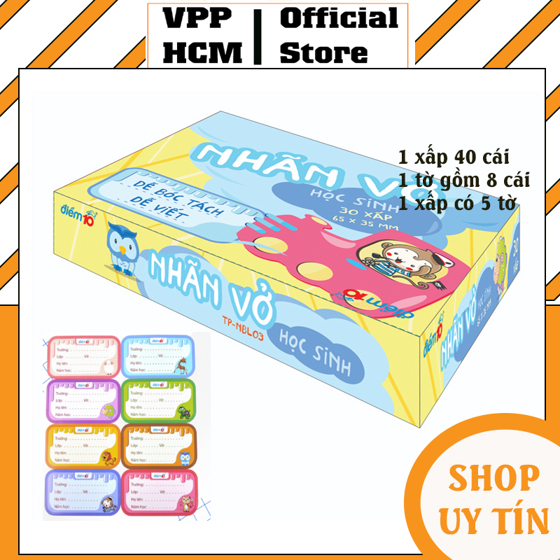 1 xấp 40 cái nhãn vở điểm 10 thiên long tp-nbl03