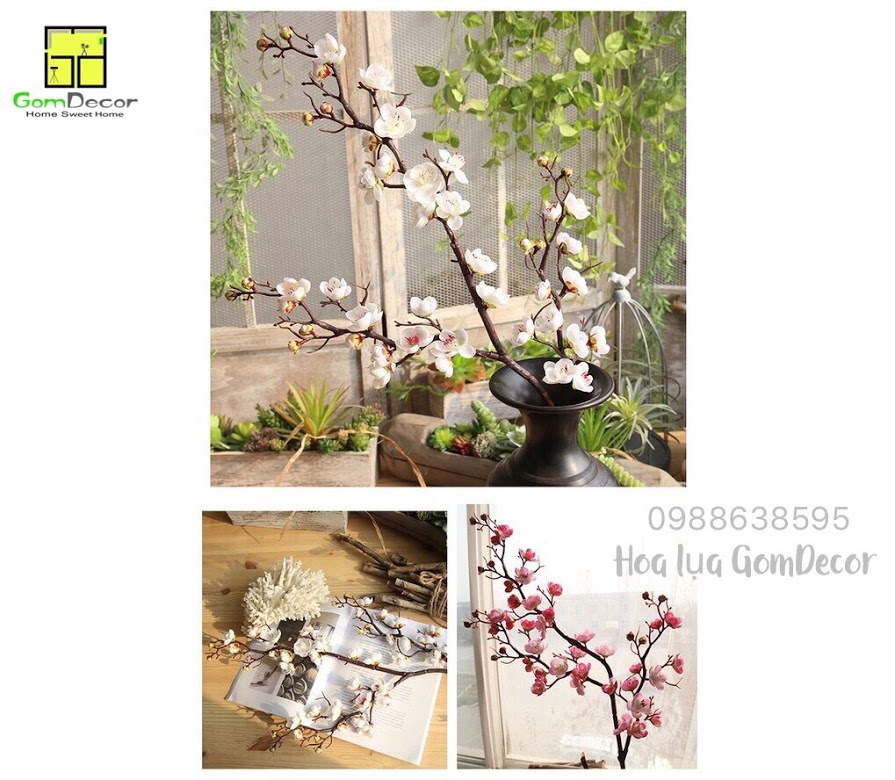 Hoa đào giả hoa lụa đẹp trang trí cao cấp