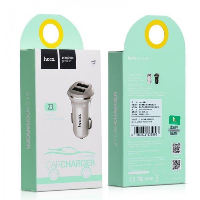 Cóc sạc xe hơi hoco z1 nhỏ gọn 2 cổng usb 2.1a chính hãng