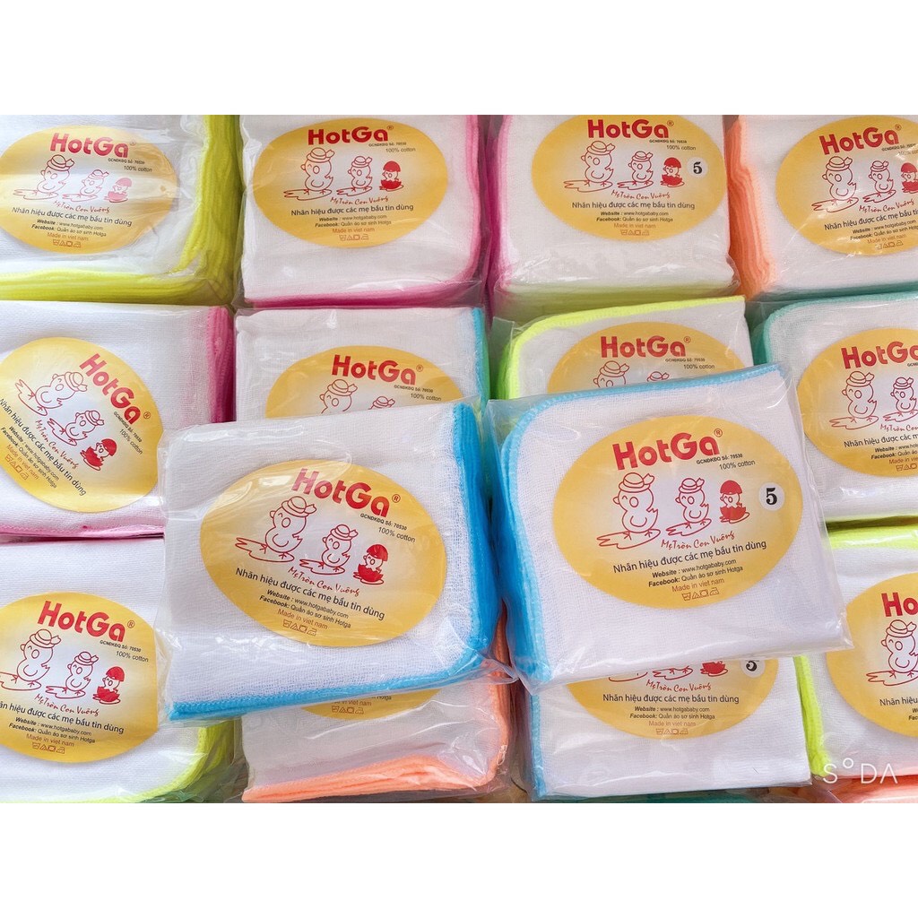 KHĂN SỮA CHO BÉ, KHĂN SỮA 4 LỚP/5 LỚP, KHĂN SỮA HOTGA (khăn gạc cho bé sơ sinh 25x27cm mềm mại không đổ lông)
