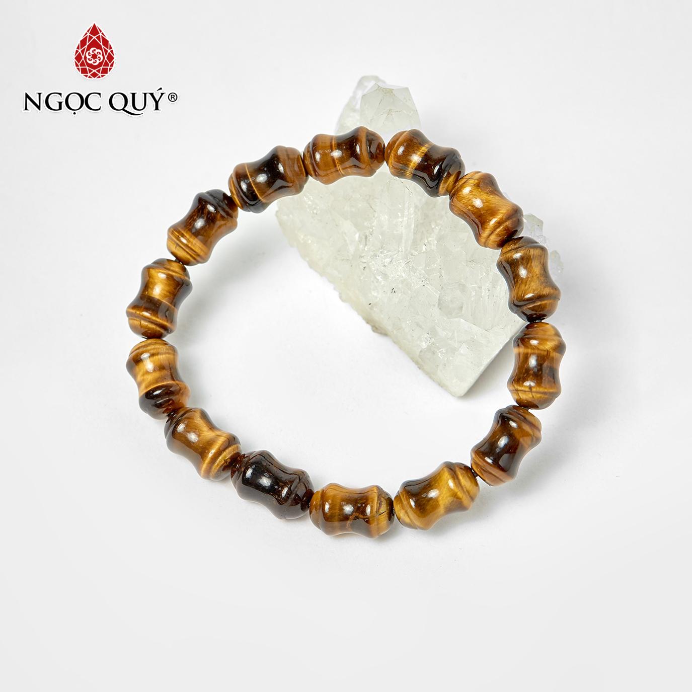 [HCM]Vòng tay đá thạch anh mắt hổ đốt trúc 12.5x8mm đường kính 52mm mệnh thổ kim (màu vàng nâu) - Ngọc Qúy Gemstones