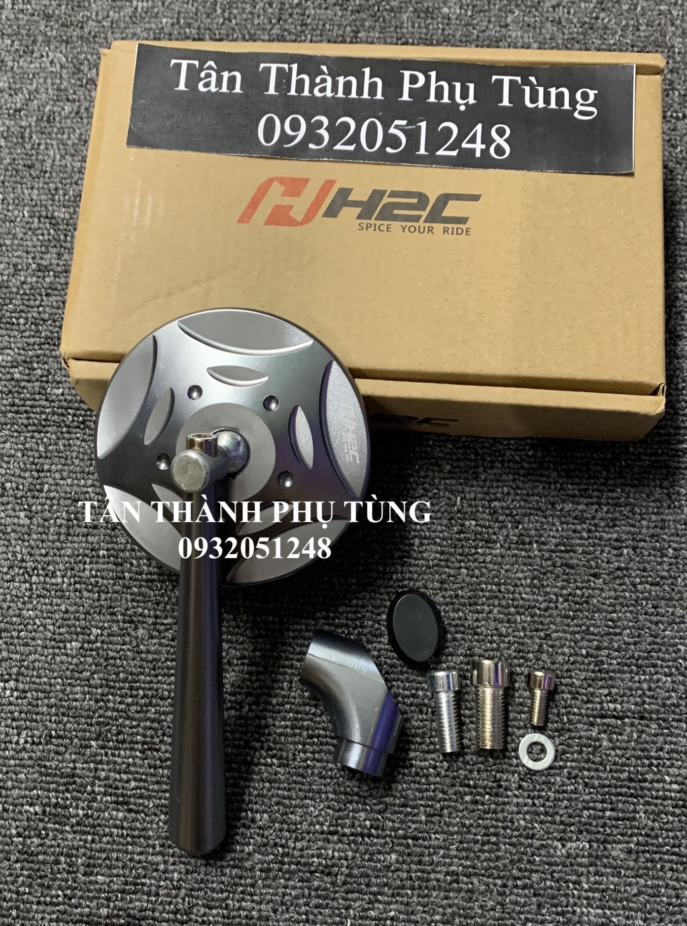 Kính chiếu hậu H2C nhôm CNC kiểu tròn