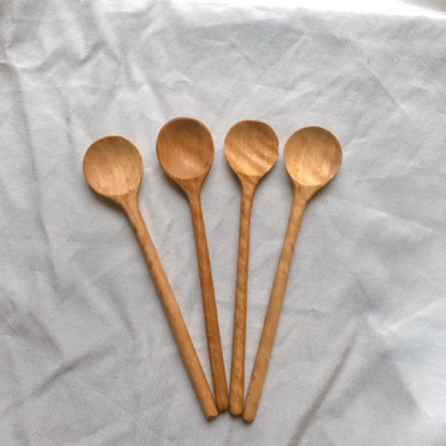 (ẢNH THẬT) Thìa/muỗng gỗ nhãn tròn 15x3cm