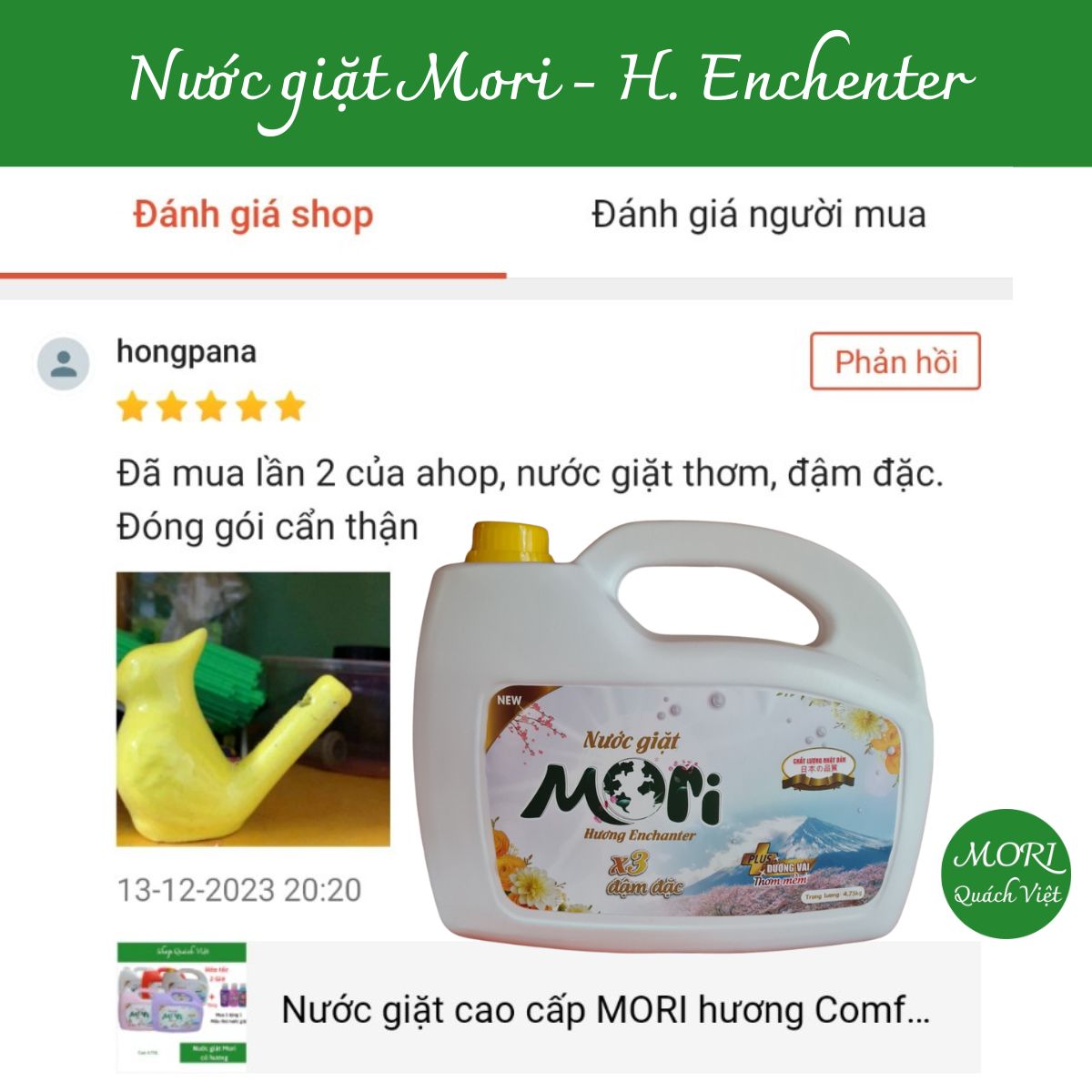 Nước giặt MORI hương Enchen, can 10L