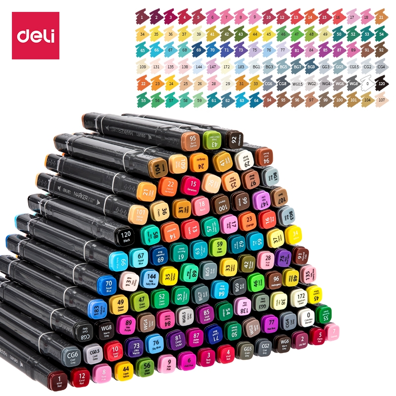 Bút màu marker hai đầu chuyên nghiệp deli - chuyên sử dụng vẽ anime - 70800 . . . .
