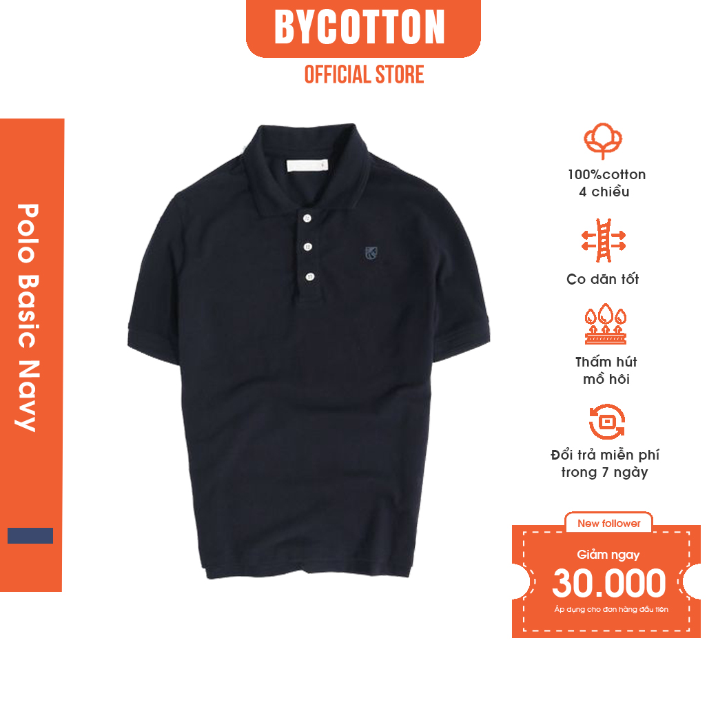 Áo Thun Nam Cao Cấp Polo Cổ Bẻ Xanh Đen Premium Navy Basic BY COTTON