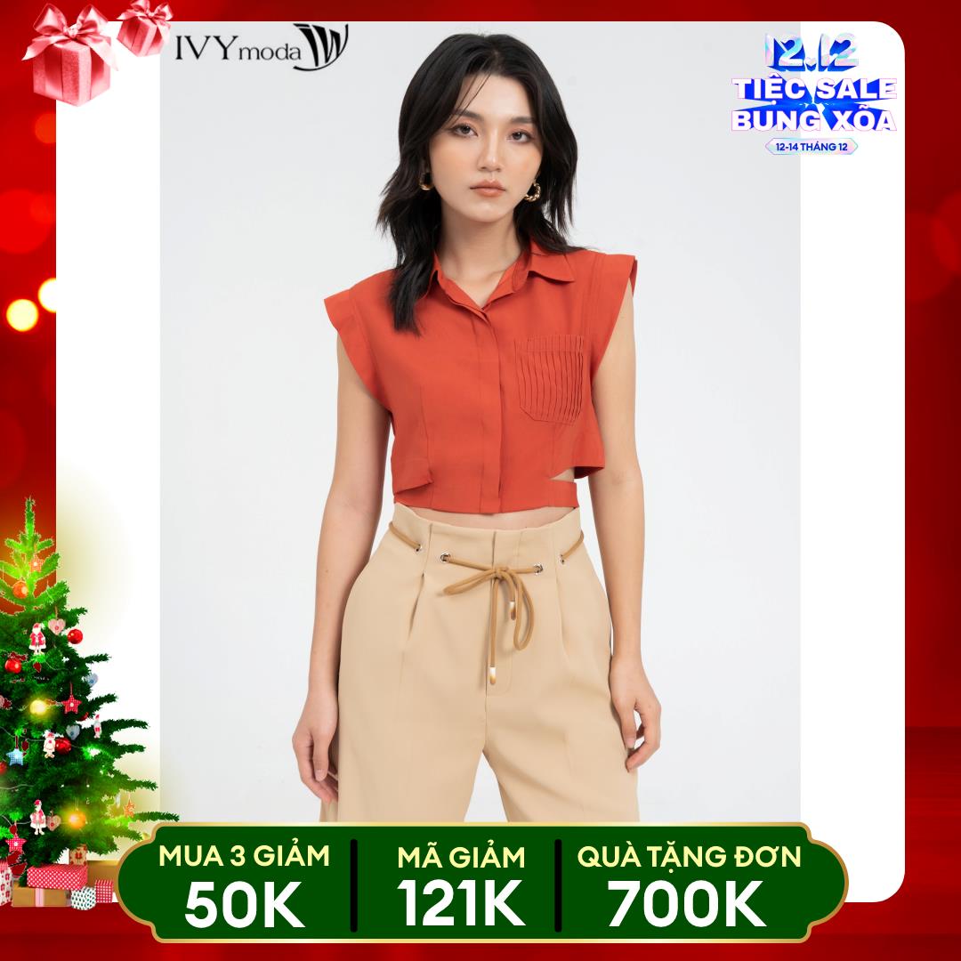 [SINH NHẬT SALE XỊN | VOUCHER GIẢM 100K - MUA 3 GIẢM THÊM 10%] Quần lửng ống đứng phối đai IVY moda MS 20B9454