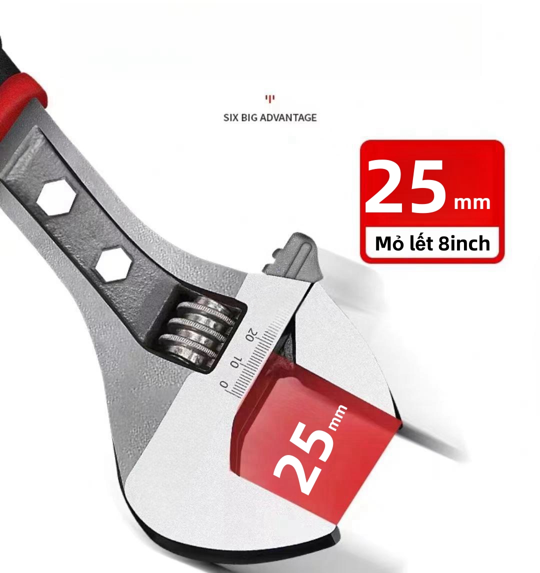 mỏ lết đa năng mini,mỏ lết răng,cán bọc cao su,thép CV-V cao cấp