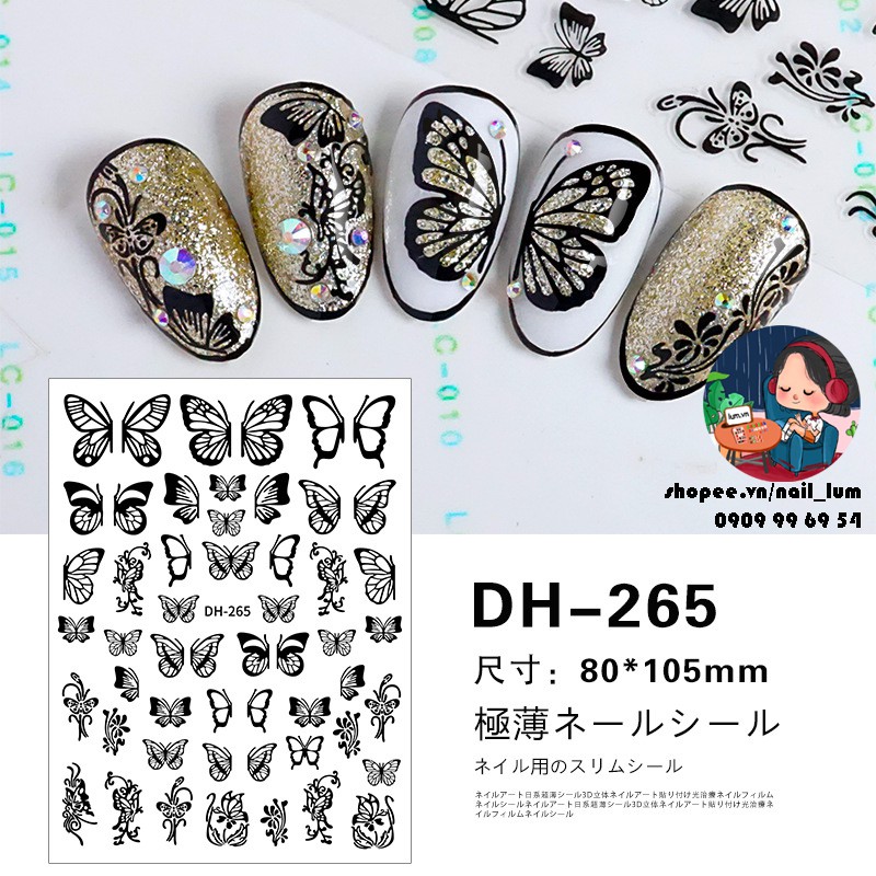 [Video Thực Tế] Nail Sticker - Dán Móng Tay - Bộ Sưu Tập Cánh Bướm