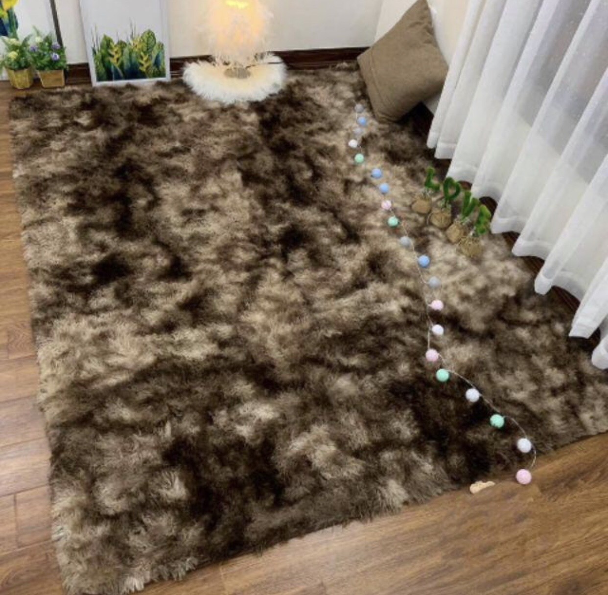 thảm lông  loang nhập khẩu (1m6x2m)