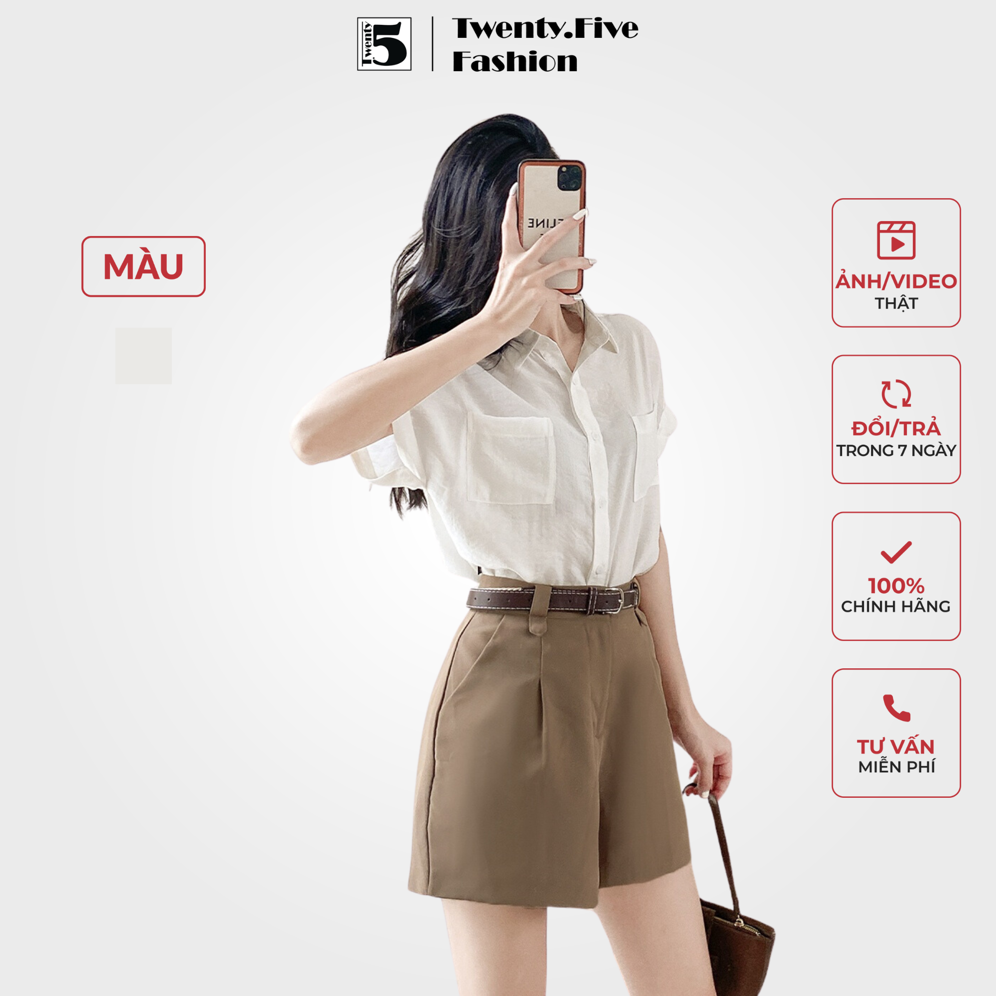 Áo sơmi trắng basic Twenty.Five SA125