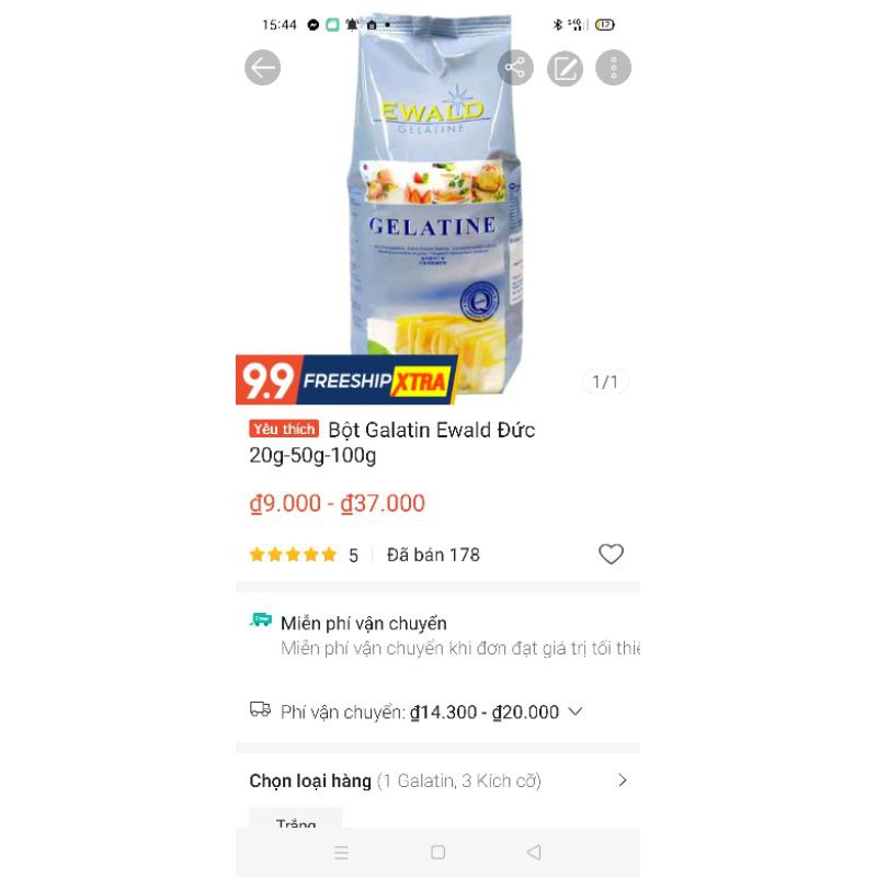Bột Galatin Ewald Đức100G