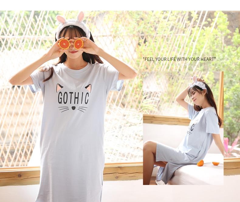 Đầm suông in hình mèo gothic dễ thương