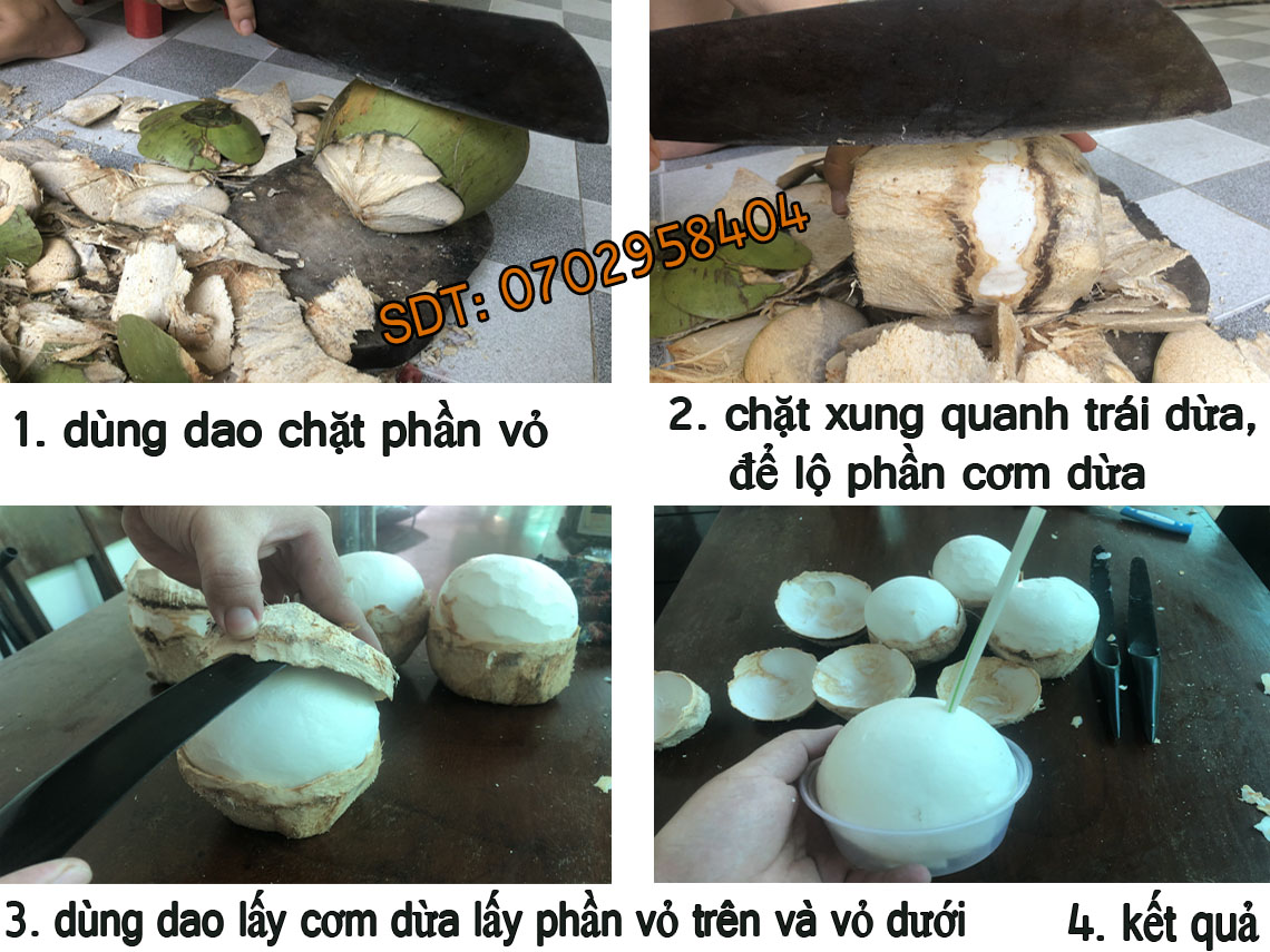 Gọt dừa lấy nguyên cơm - cái dừa bằng dao dẻo