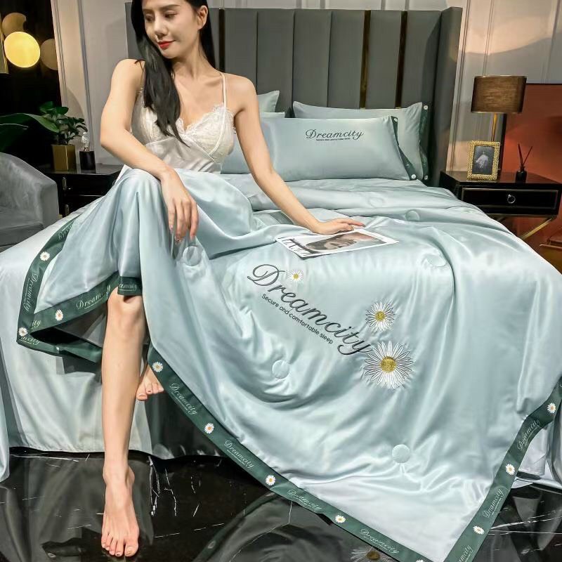 🎀 Bộ Chăn Ga Lụa Satin Dreamcity Chăn Chần Bông Set 4 món đủ size