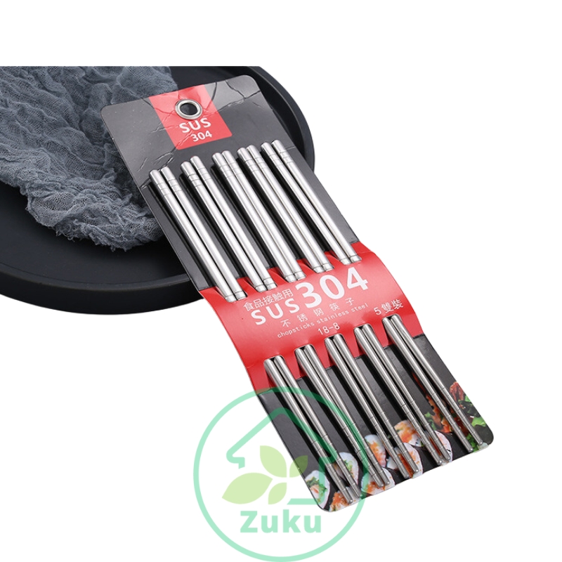 Đũa inox vuông chống trượt, đũa ăn cơm cao cấp, set 5 đôi