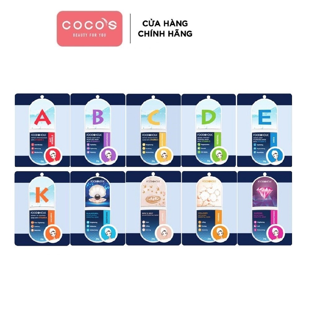 Combo 10 Mặt Nạ Giấy Chăm Sóc Da Toàn Diện Foodaholic Essential Mask 23g