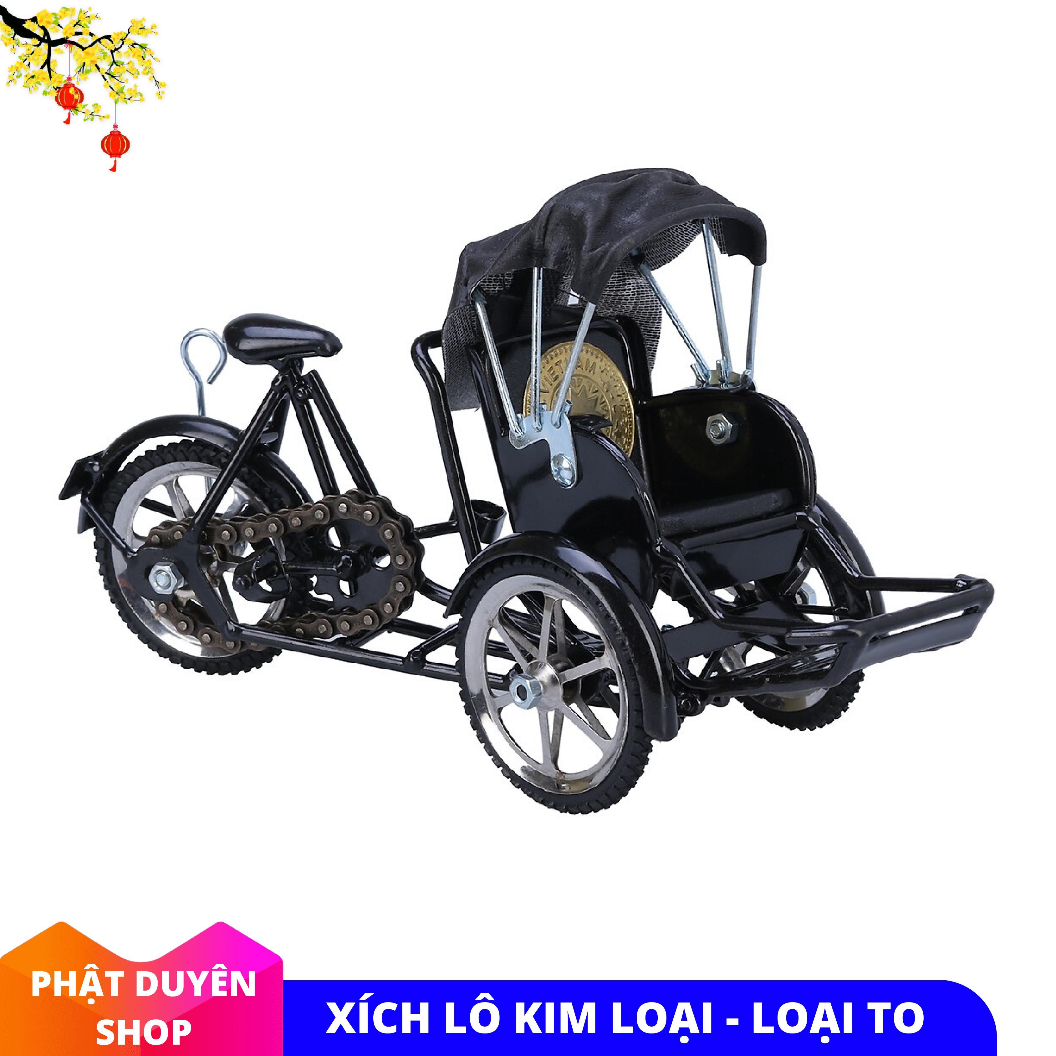 Xích Lô Sắt kim loại Mô Hình Xe - Màu Đỏ - Quà Tặng
