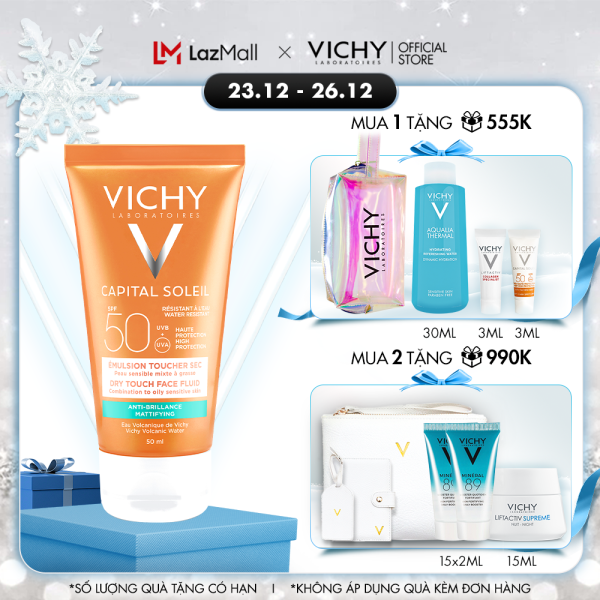 Kem chống nắng không gây nhờn rít Vichy Ideal Soleil Dry Touch SPF 50 Chống Tia UVA + UVB 50ml