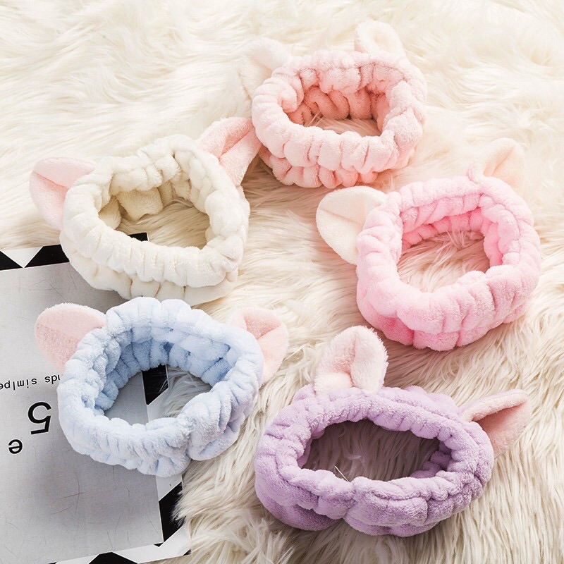 Băng đô turban tai gấu nhung mềm mịn
