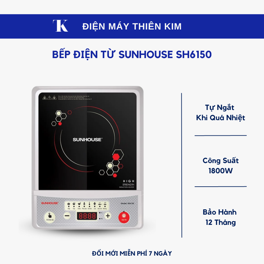 Bếp điện từ sunhouse sh6150 1800w bếp từ cơ - bảo hành 12 tháng toàn quốc