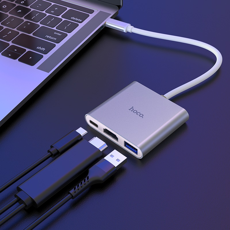 CÁP CHUYỂN ĐỔI HOCO HB14 CỔNG TYPE-C SANG 3 CỔNG HDMI-USB 3.0- TYPE-C