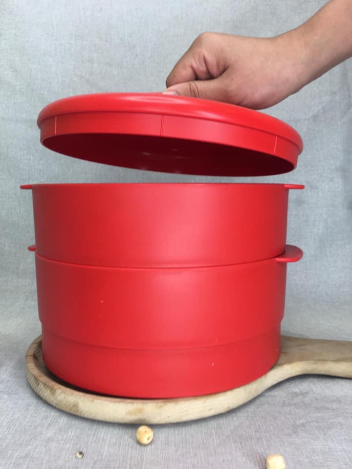 Xửng Hấp Tupperware 2 tầng, màu đỏ